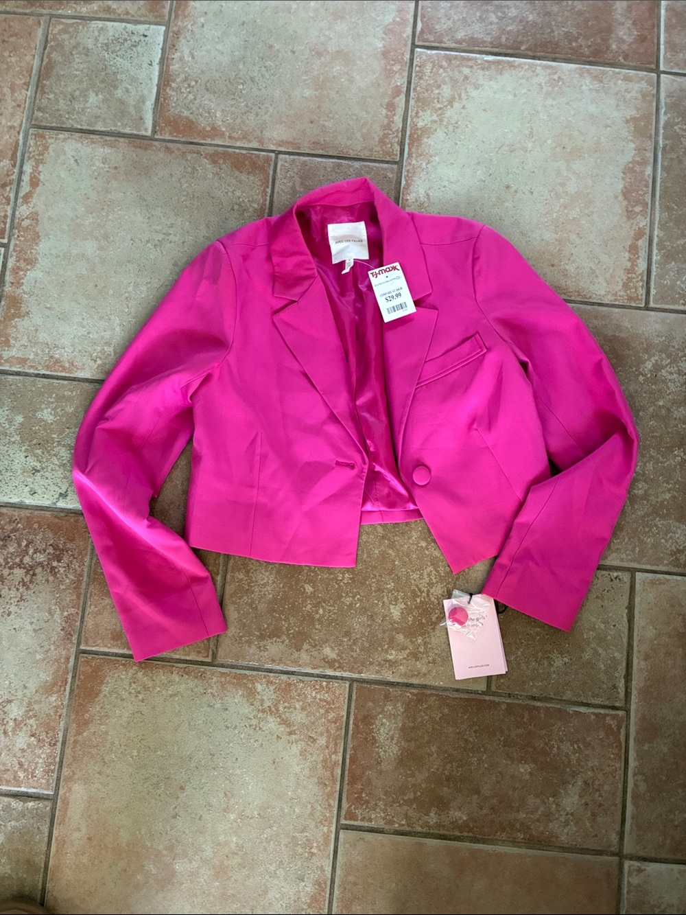 Avec Les Filles Hot Pink Cropped Blazer Jacket